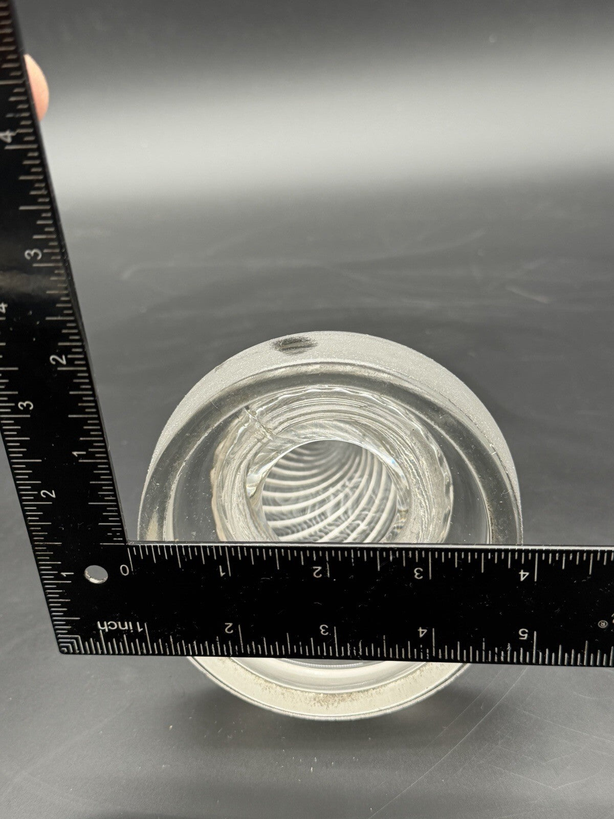 Antique Clear Glass Apothecary Jar Lid Old Replacement 4” Wide Swirled Top