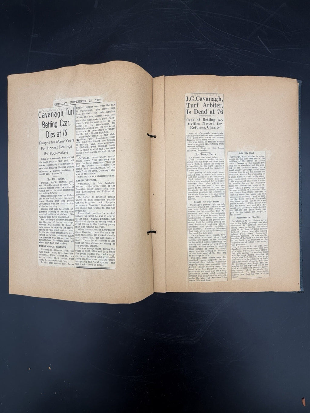 Vintage 1930s Horse Racing & Betting Scrapbook - John G Cavanagh NY Race Tracks