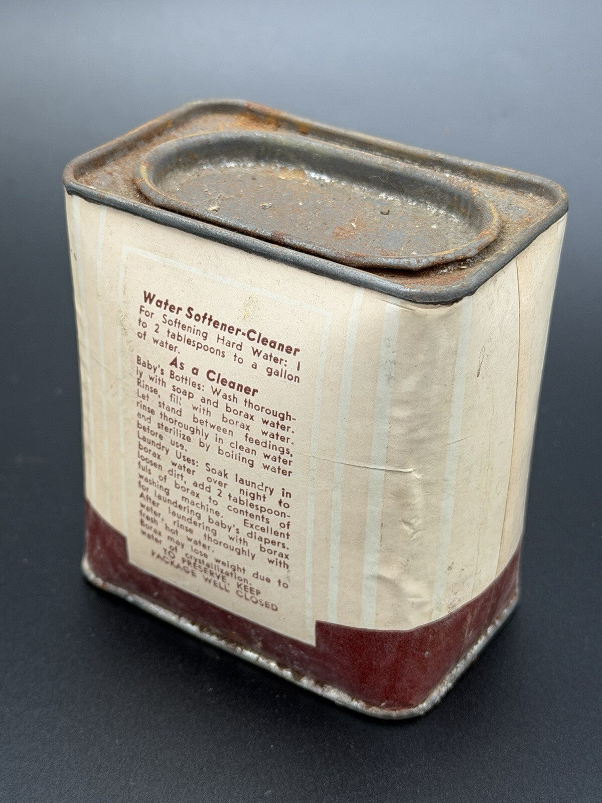 Vintage Purepac Borax U.S.P. Powdered Tin 8 Oz Apothecary Advertising Display