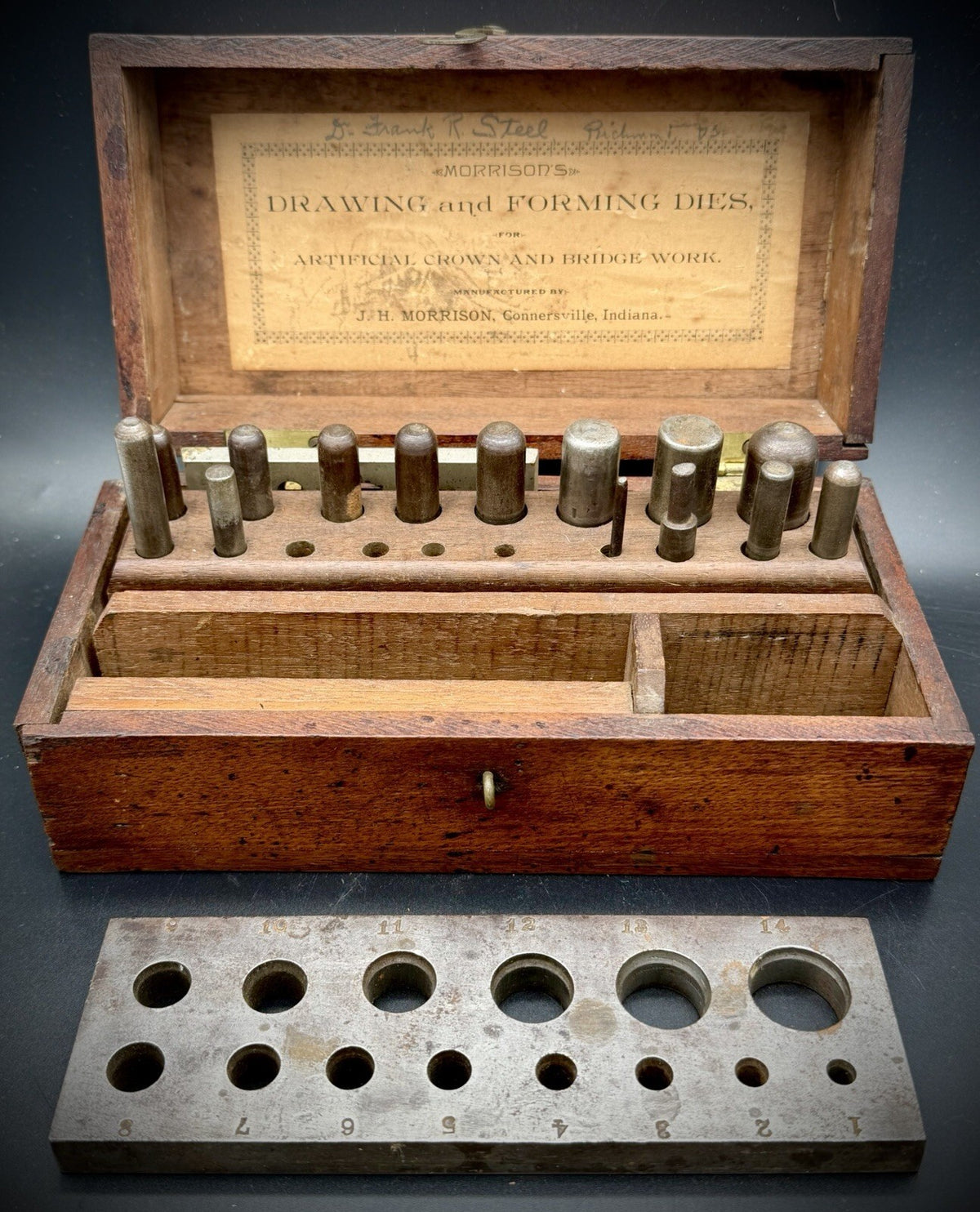 Antique J.H. Morrison Drawing & Forming Dies Set Crown & Bridge Work Box