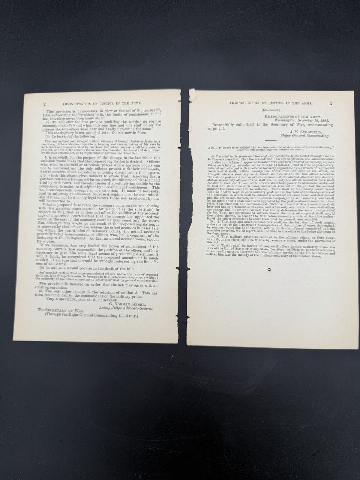 1894 U.S. Army Justice Reform Report - 53rd Congress House Doc. 60