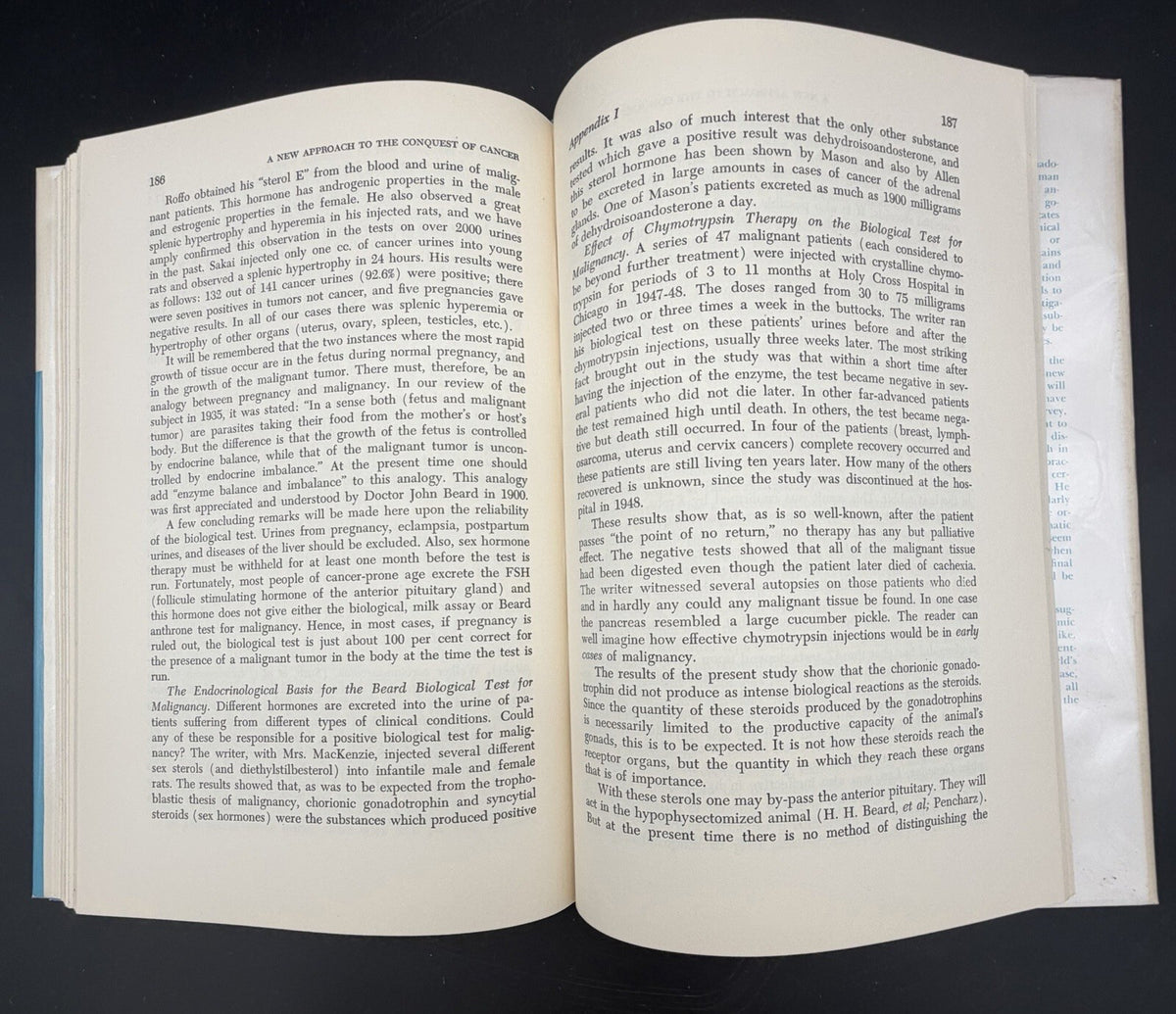 1958 A New Approach to the Conquest of Cancer Howard H. Beard Signed 1st Edition
