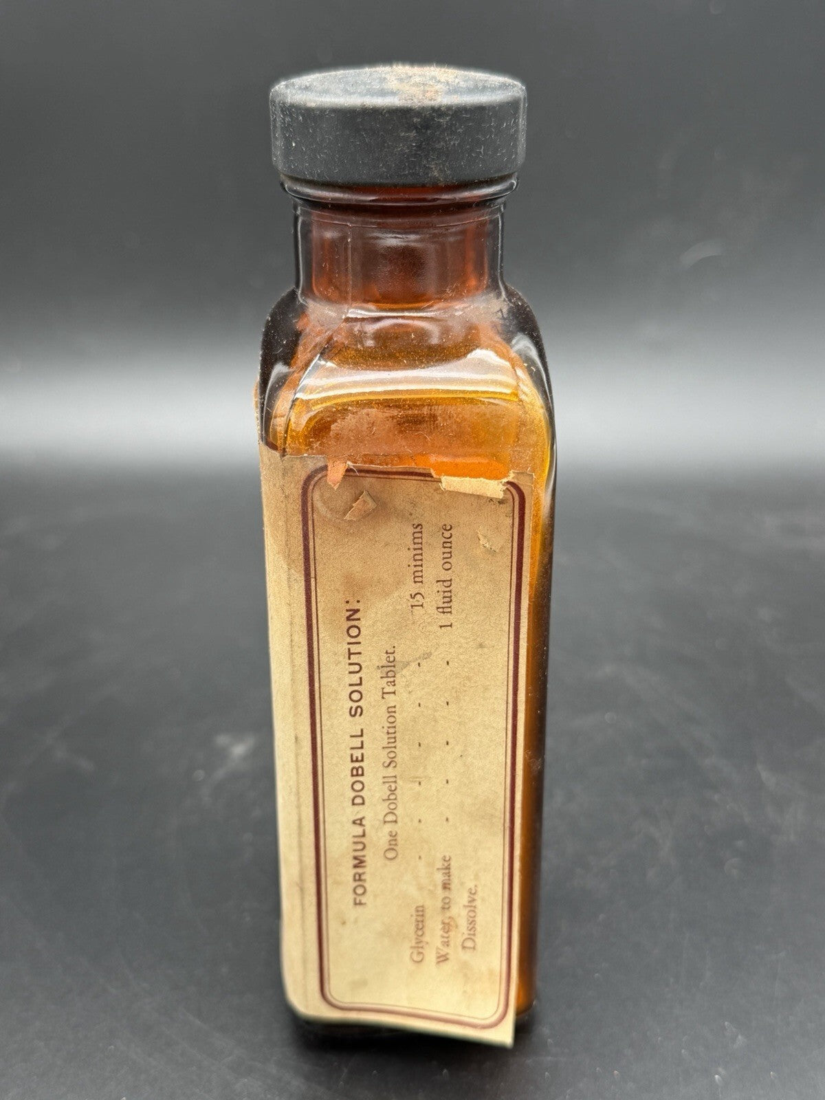 Antique Parke Davis and Co Dobell Solution Poison Medicine Bottle w Contents