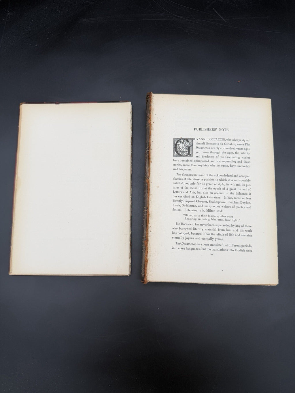 The Decameron, Boccaccio, Vol 1, 1928, J.P. Horn, AS-IS for Restoration