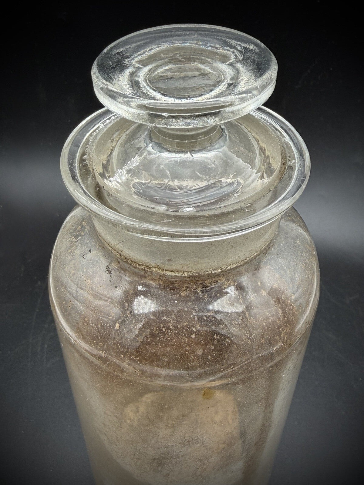 Antique Apothecary Jar Glass Stopper Paper Label Delphinium Pharmacy Bottle