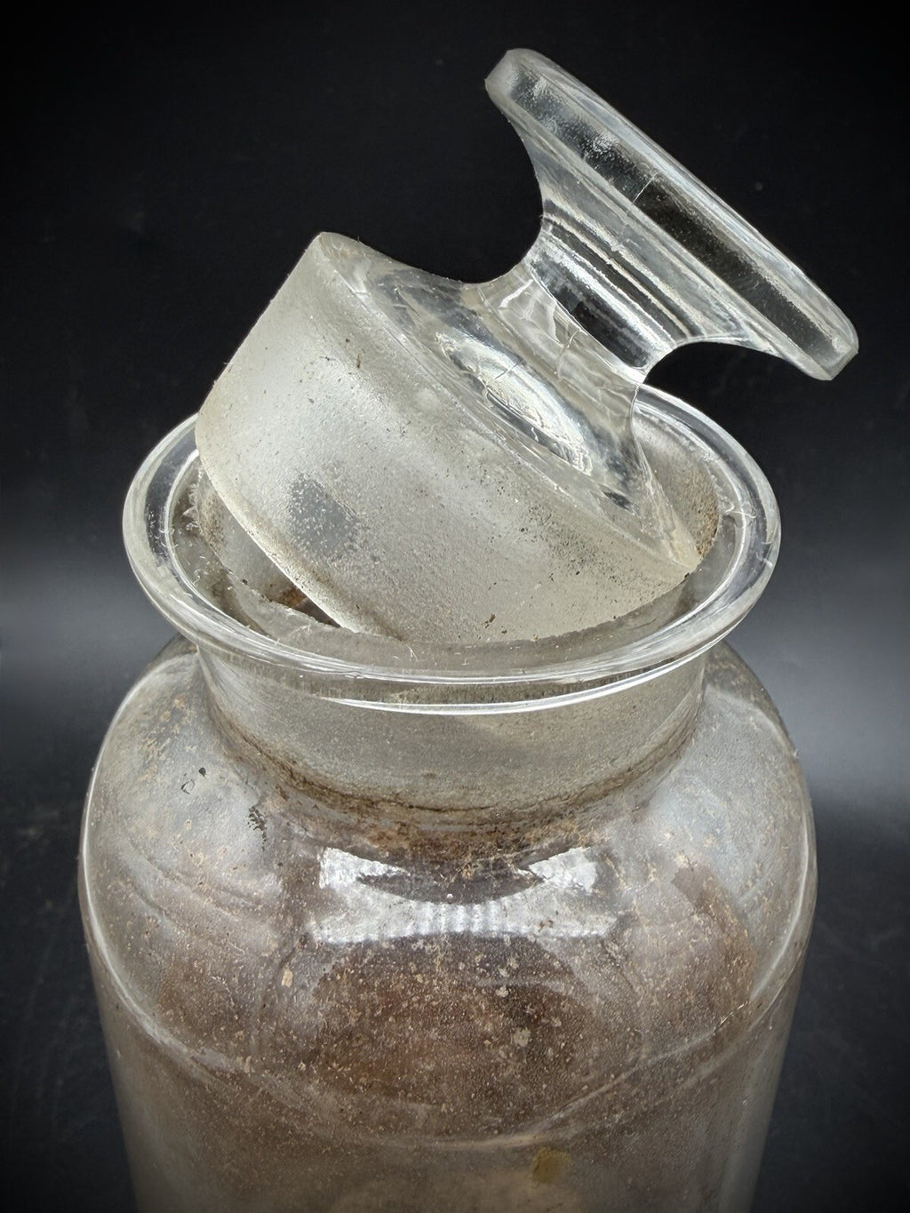 Antique Apothecary Jar Glass Stopper Paper Label Delphinium Pharmacy Bottle
