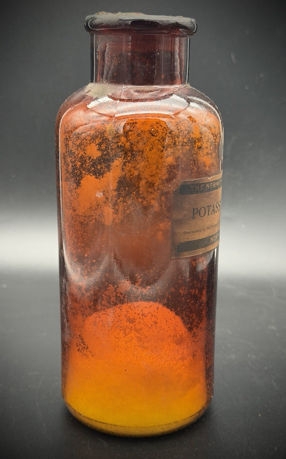 Antique Apothecary Bottle Potassium Bromide Norwich Pharmacal Amber Glass [COPY]