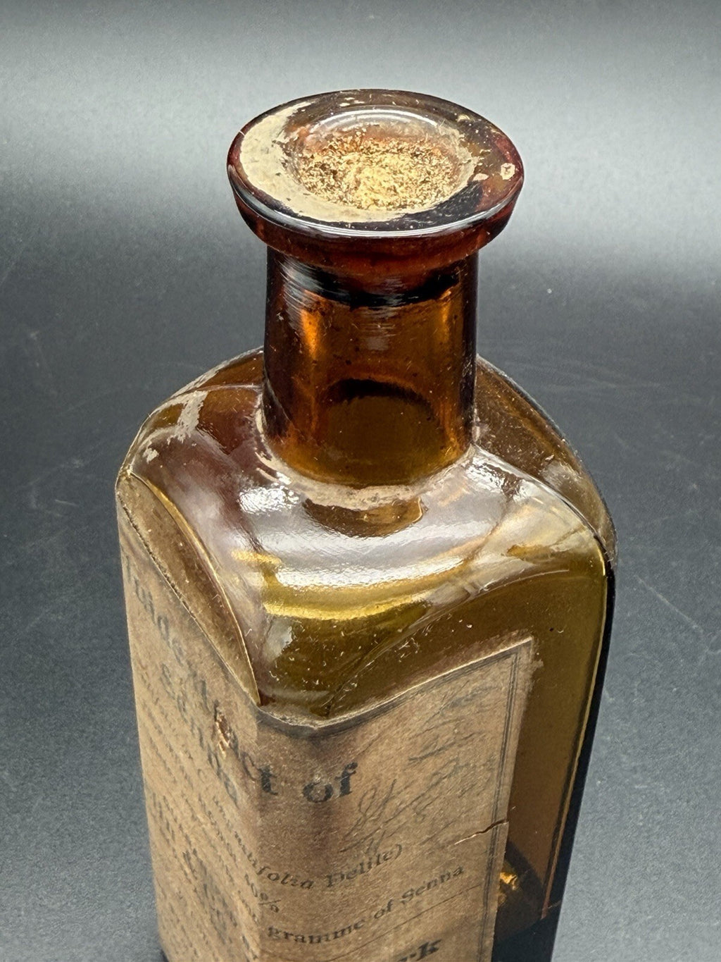 Antique Schieffelin & Co Fluidextract Senna Amber Medicine Bottle Original Label