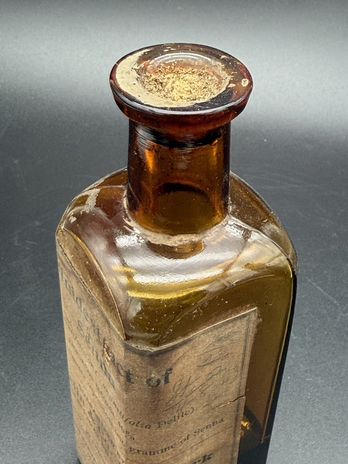 Antique Schieffelin & Co Fluidextract Senna Amber Medicine Bottle Original Label