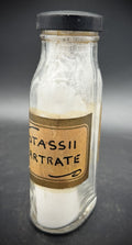 Antique Potassium Tartrate Apothecary Bottle Glass Lid Medicine Pharmacy Jar