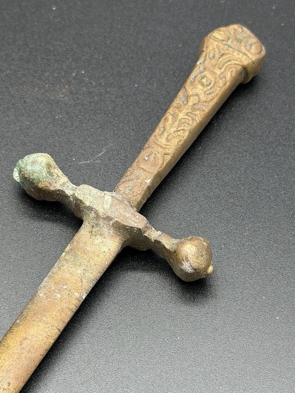 Vintage Brass Miniature Sword Letter Opener Ornate Hilt Pharmacy Find NY