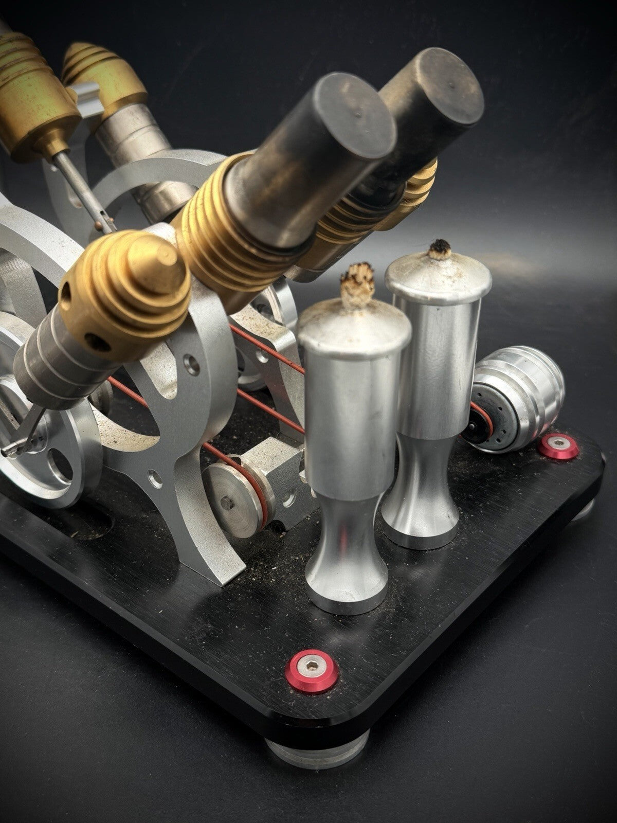Twin Cylinder Vacuum Stirling Engine Model Flame Licker Hot Air Machine Metal