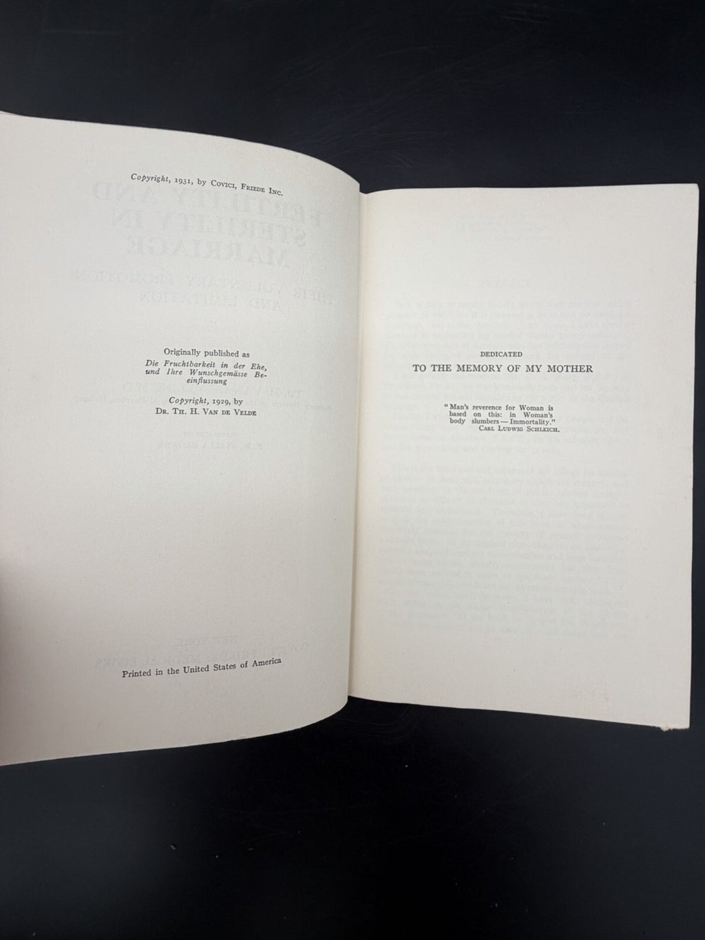 Antique Book 1931 Fertility and Sterility in Marriage by Th. H. Van de Velde M.D Medical Book