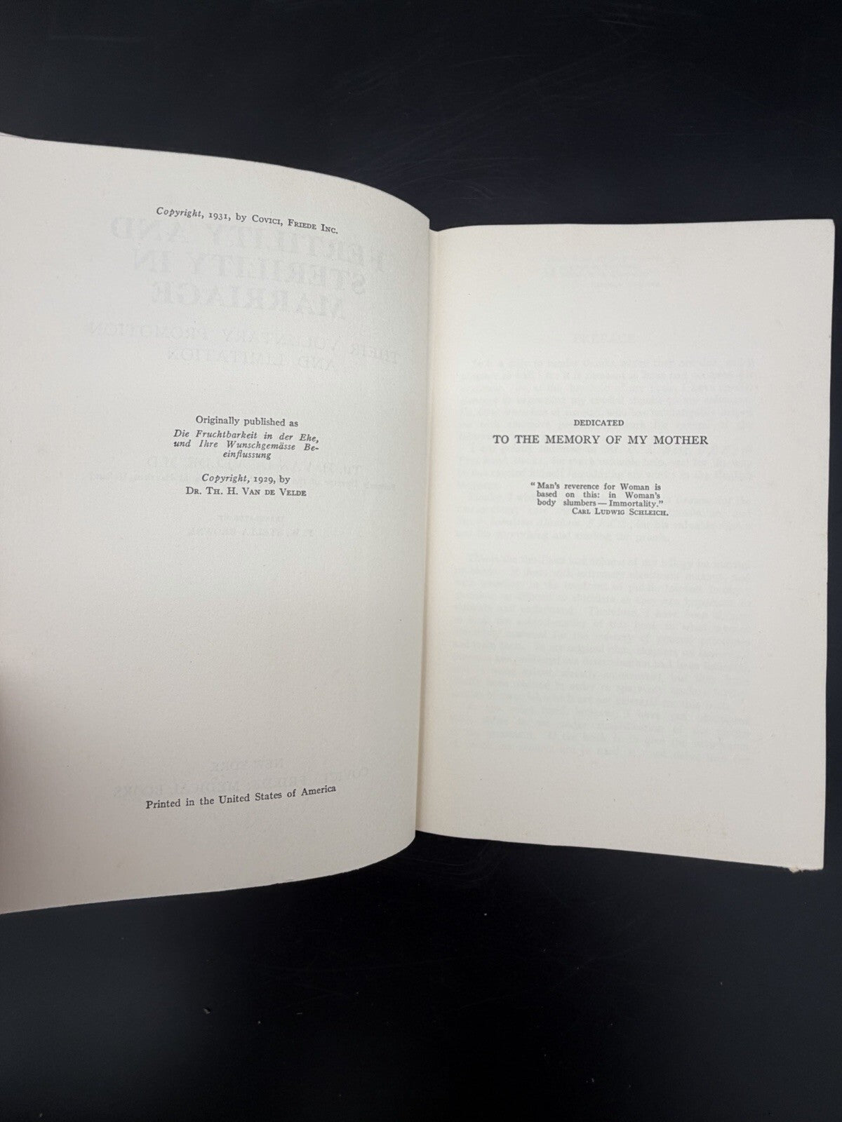 Antique Book 1931 Fertility and Sterility in Marriage by Th. H. Van de Velde M.D Medical Book