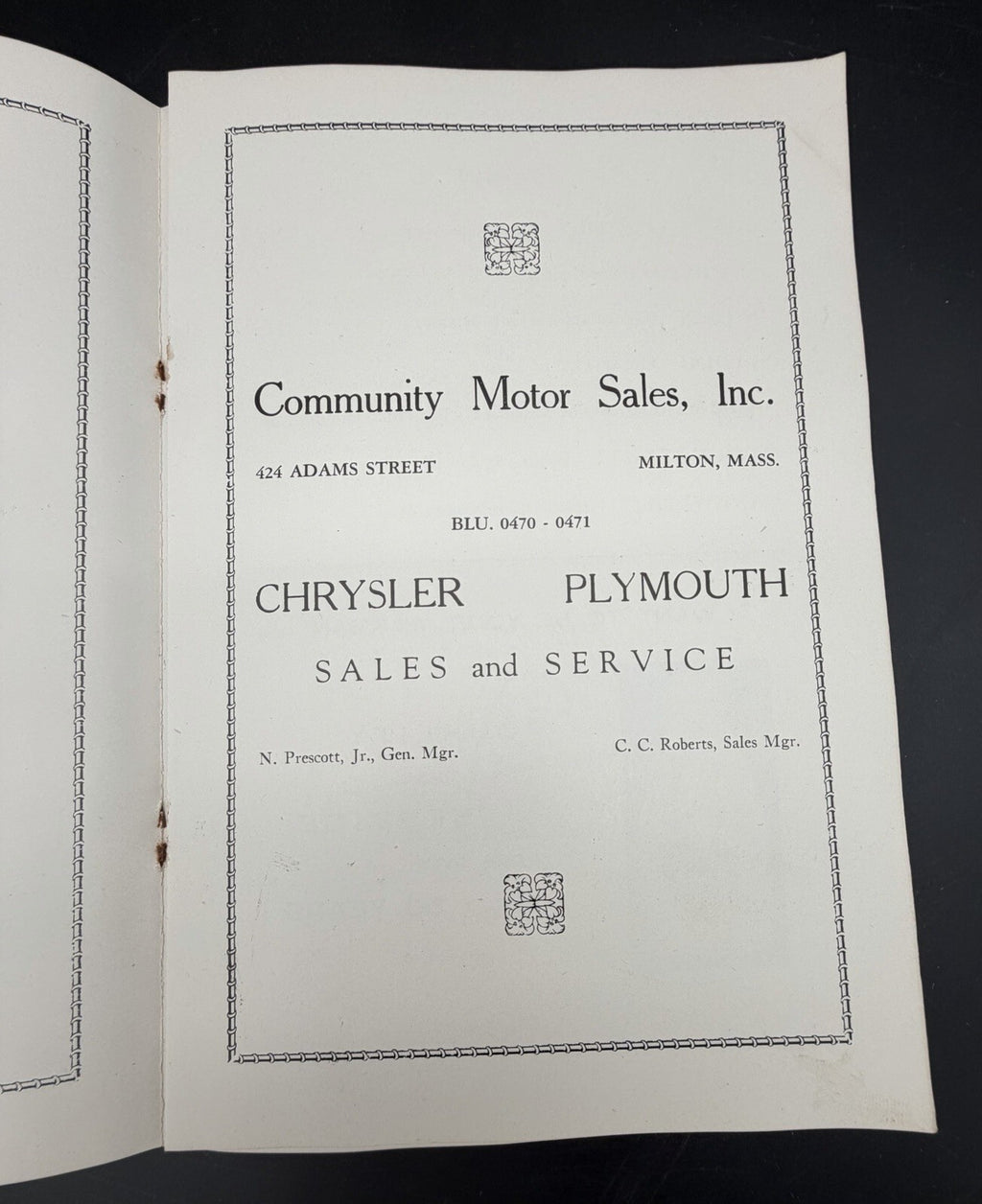 1945 Milton Firemen’s Relief Association Program Pepsi-Cola & Funeral Home Ads