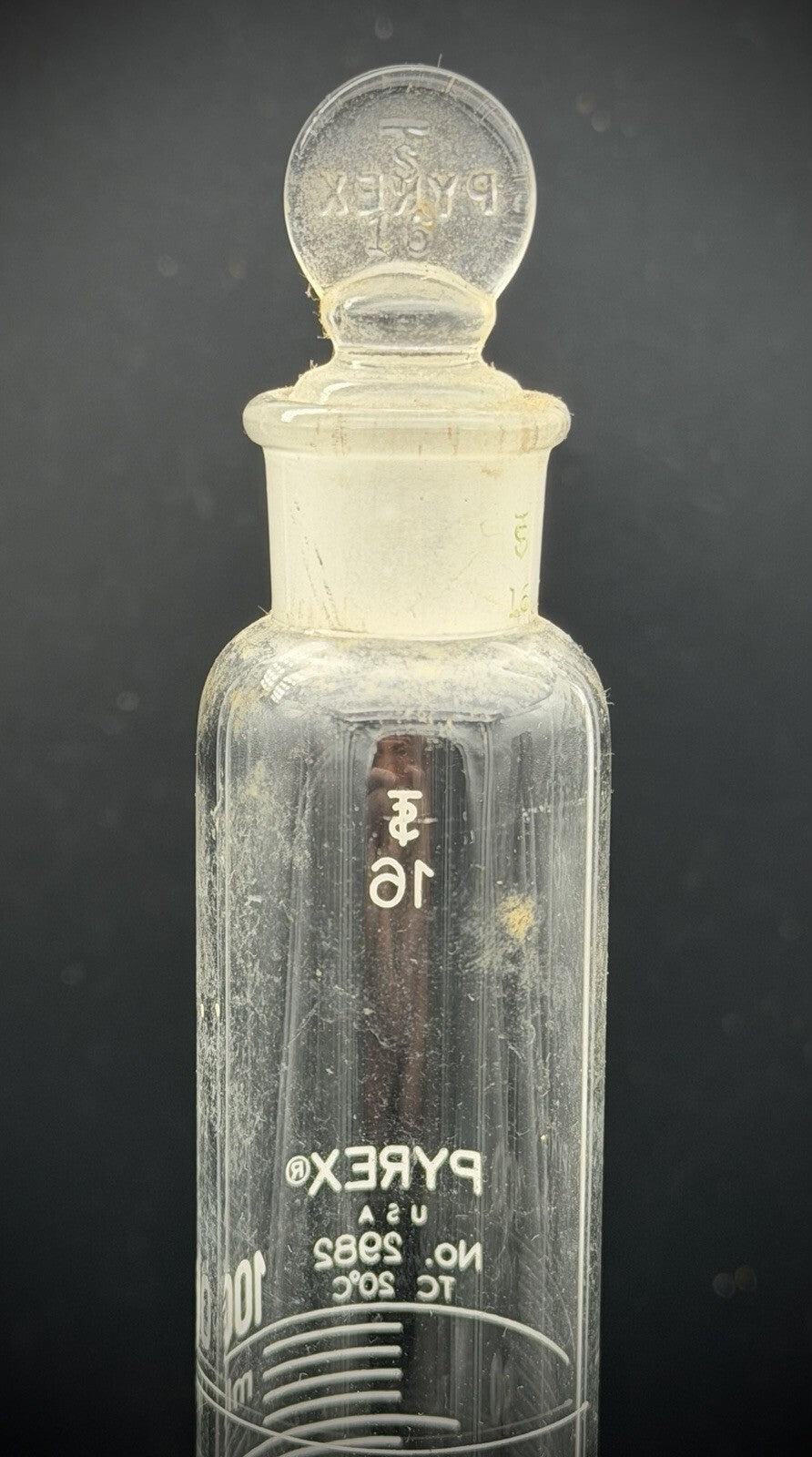 Vintage Pyrex 100ml Graduated Cylinder No. 2982 Glass Stopper Labware USA
