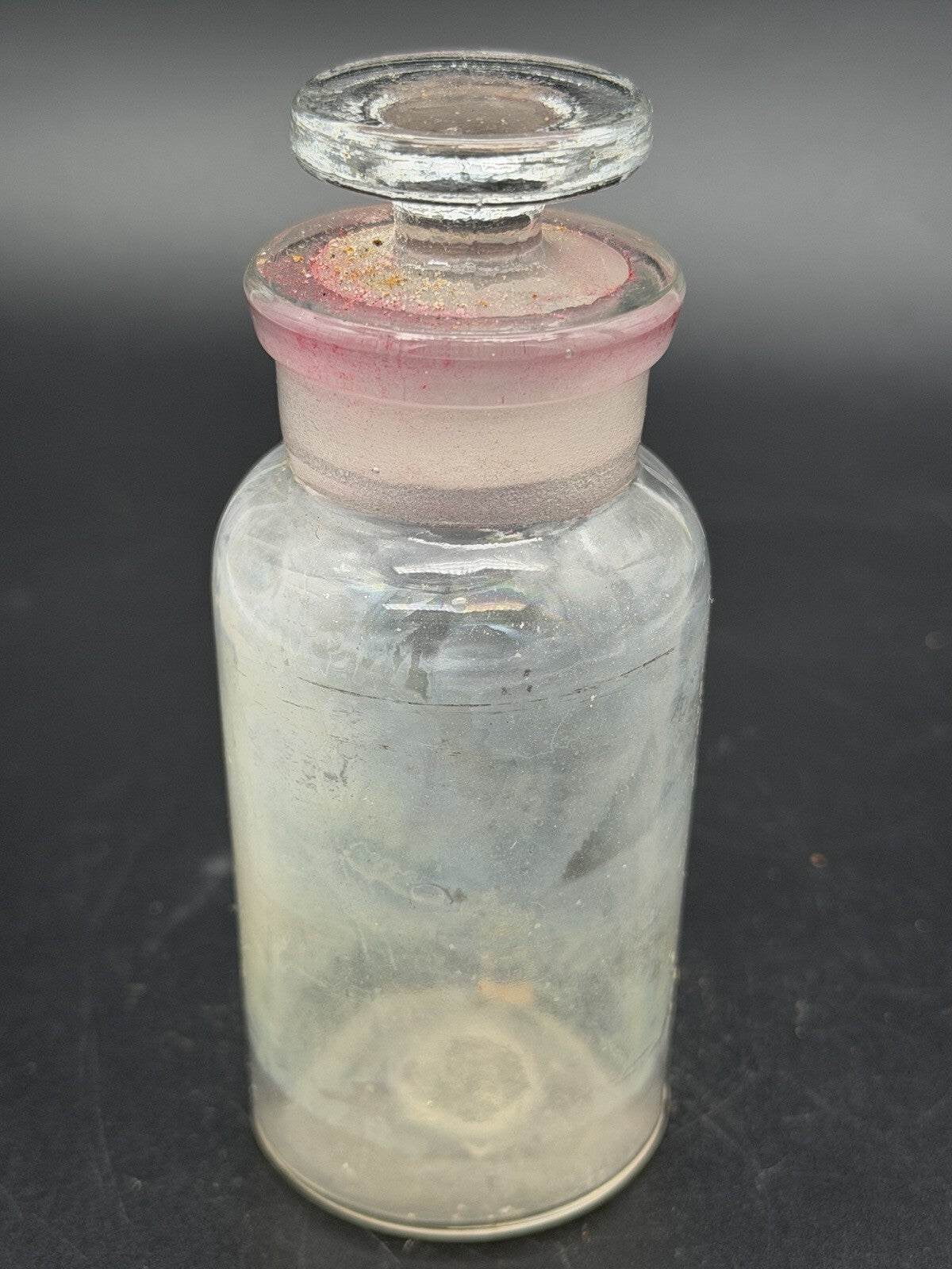 Antique Clear Glass Apothecary Shelf Bottle W/ Ground Glass Stopper Vintage