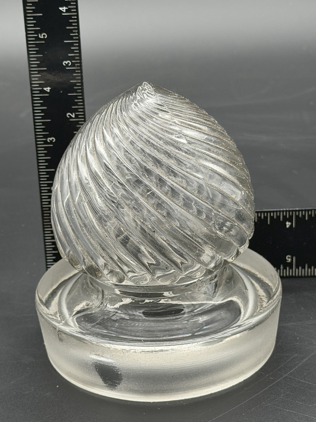 Antique Clear Glass Apothecary Jar Lid Old Replacement 4” Wide Swirled Top