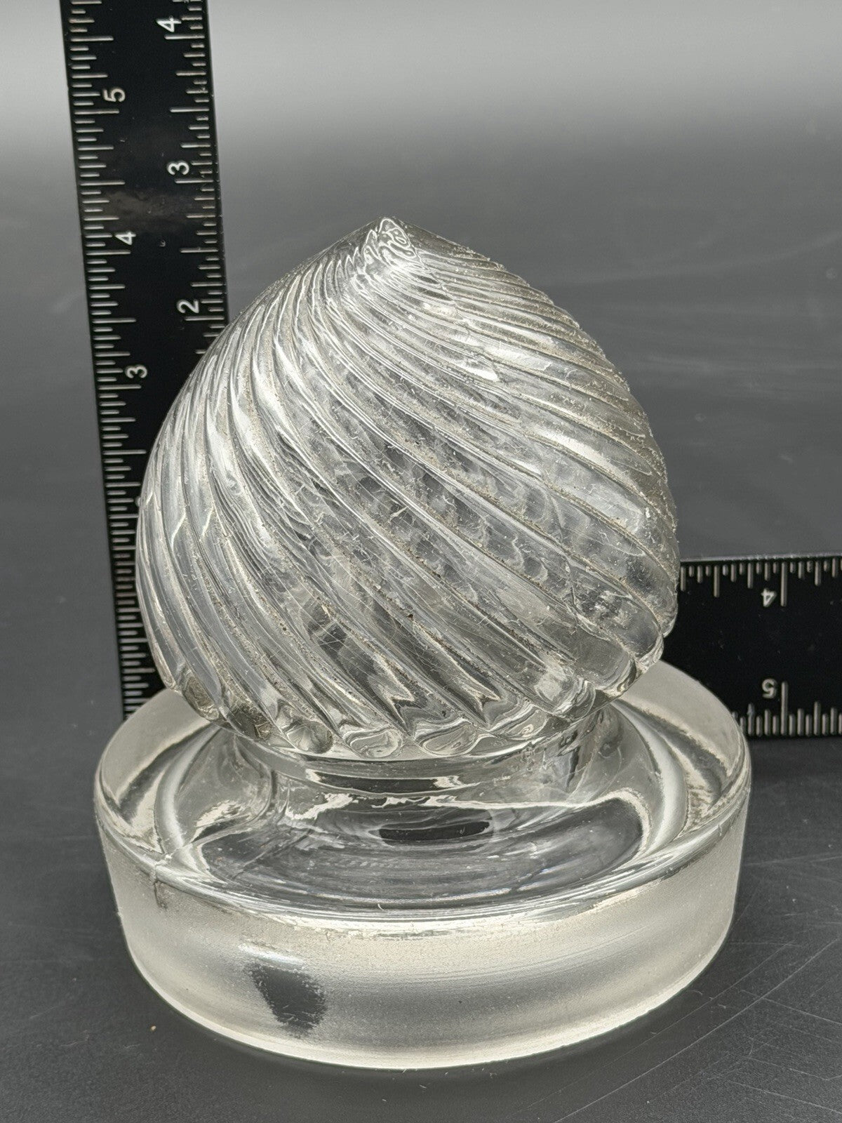 Antique Clear Glass Apothecary Jar Lid Old Replacement 4” Wide Swirled Top