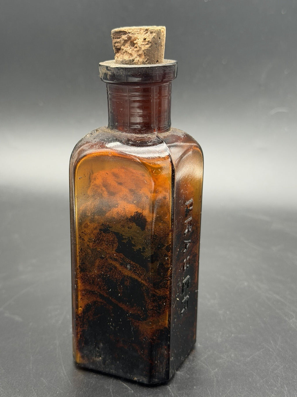 Antique Fraser Amber Glass Apothecary Bottle w/ Cork Stopper Quack Medicine