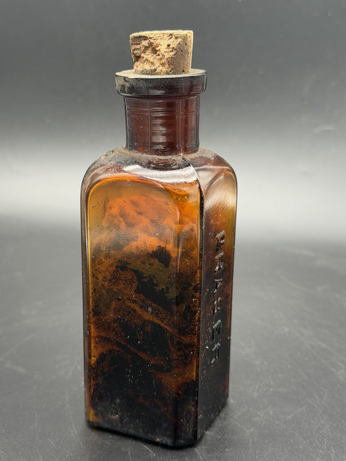 Antique Fraser Amber Glass Apothecary Bottle w/ Cork Stopper Quack Medicine