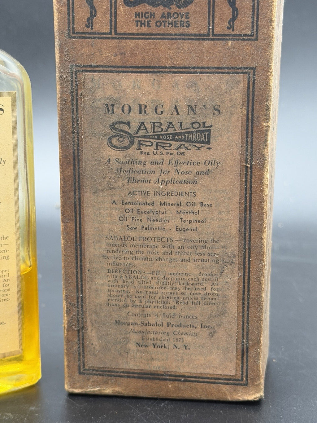 Vintage Morgan's Sabalol Spray Medicine Bottle with Original Box