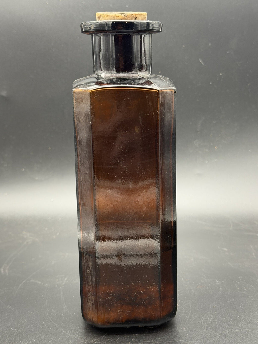 Antique Amber Apothecary Bottle (Aqueous) Thuja Pharmacy Display Jar Cork
