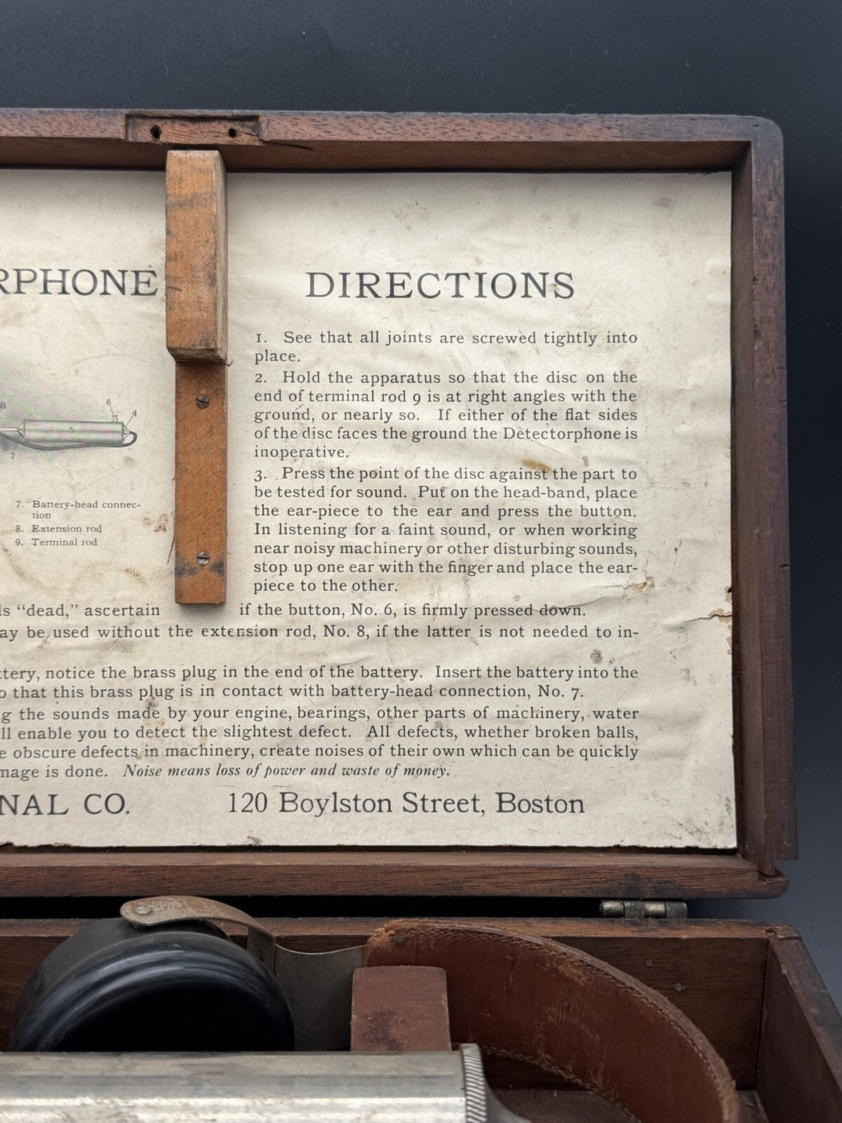 Antique Millet Signal Co Detectorphone Engine Stethoscope in Wood Box⁠