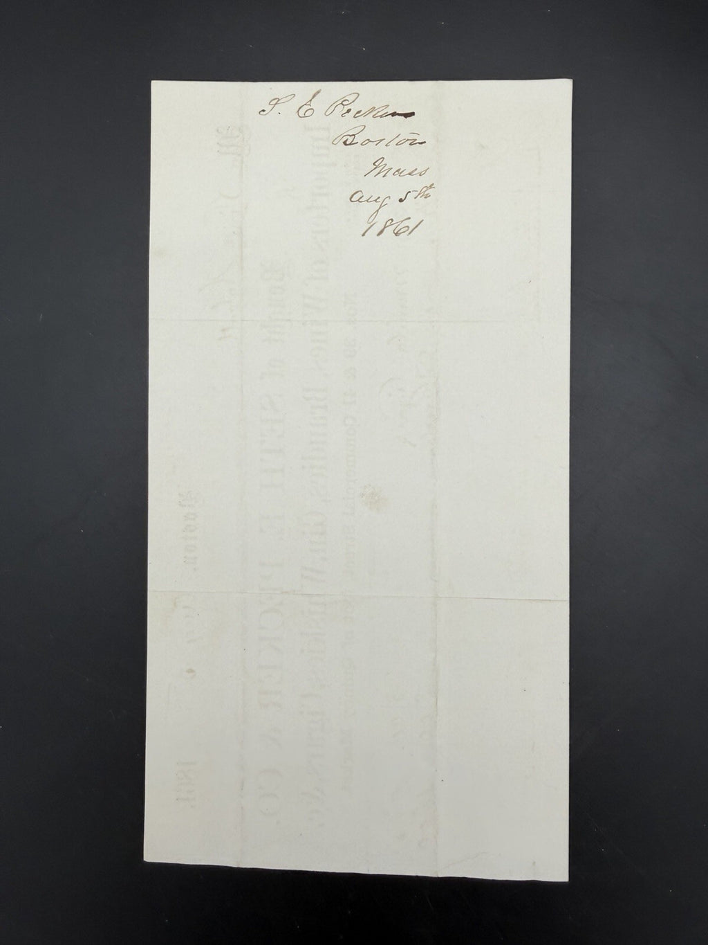 Antique Billhead 1861 Boston Wine Whiskey Cigars Seth E. Pecker & Co. Ephemera