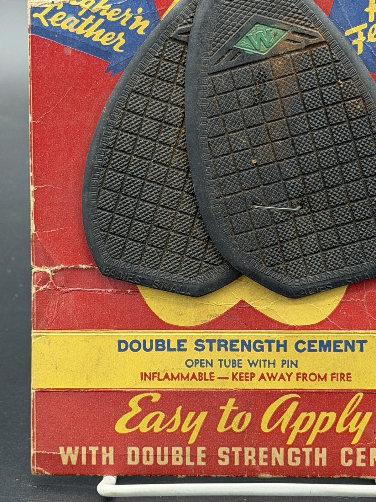 Vintage Stick-On Soles Diamond Brand Shoe Repair Kit Display Card Advertisement