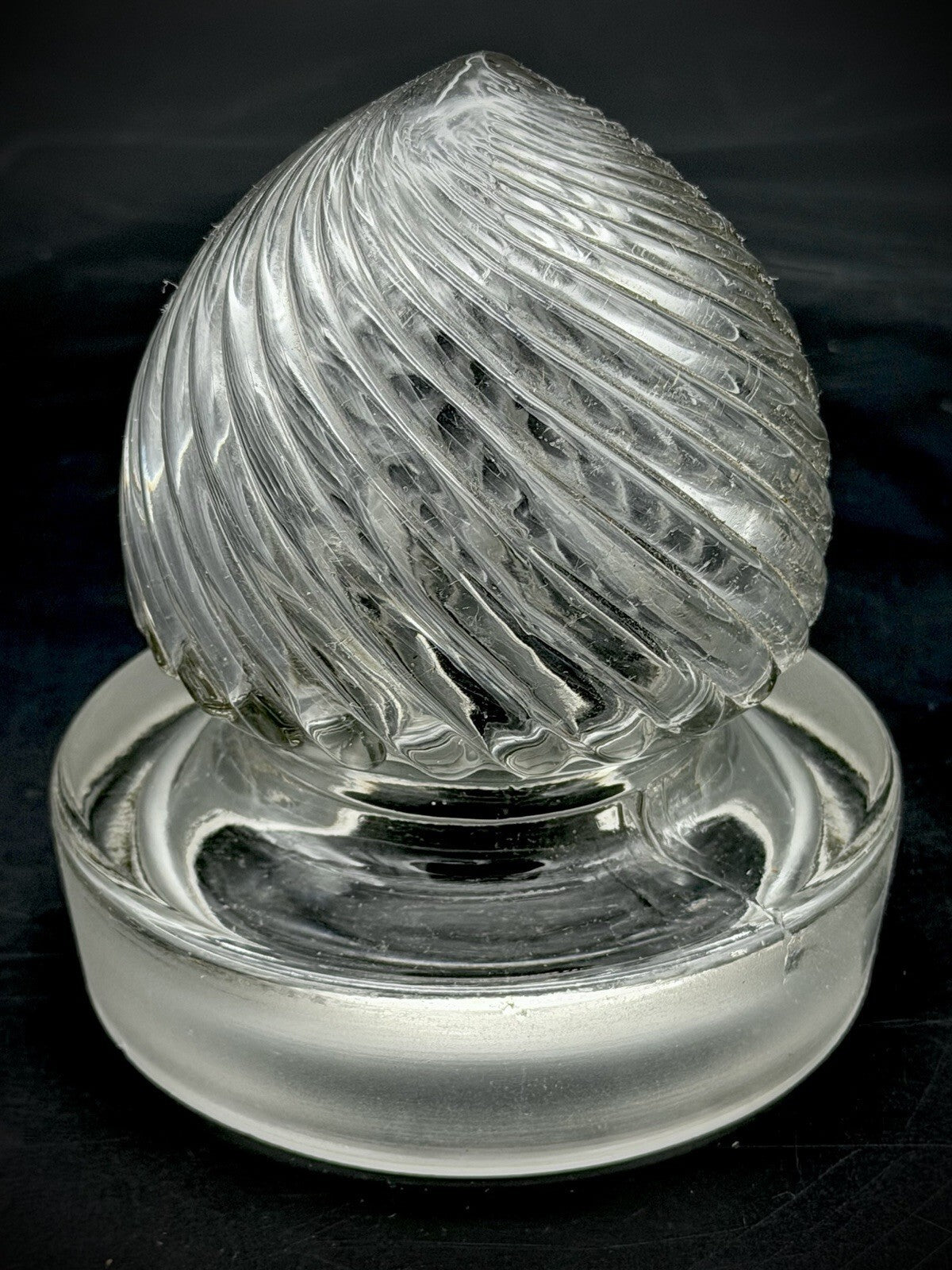 Antique Clear Glass Apothecary Jar Lid Old Replacement 4” Wide Swirled Top