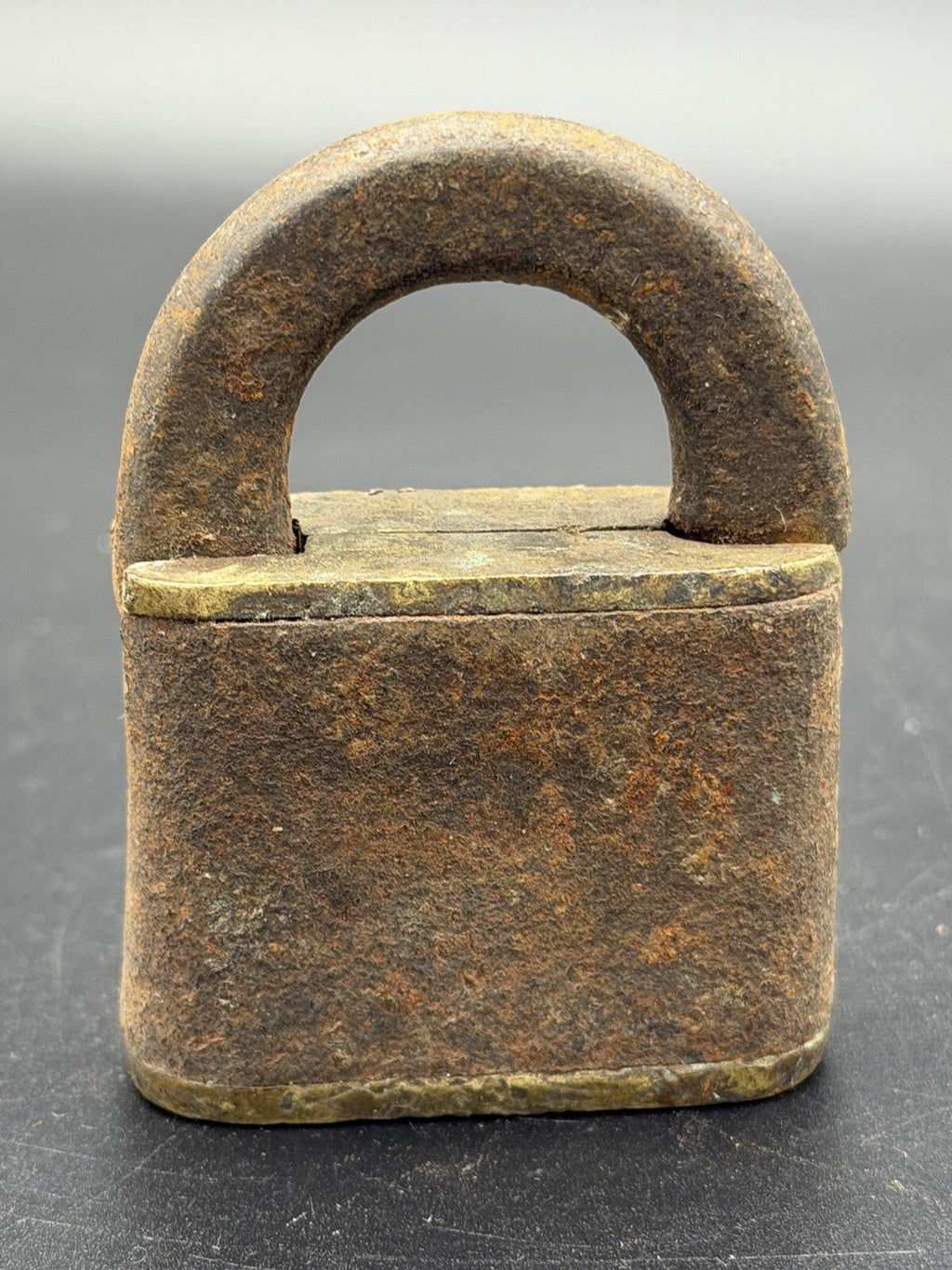 Antique Iron and Brass Padlock 19th Century Primitive Security Hardware Lock
