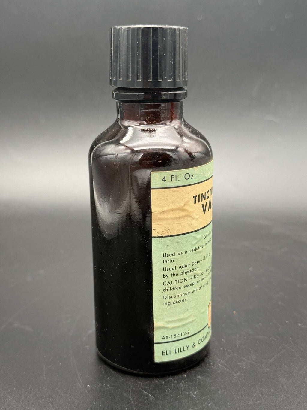 Antique Eli Lilly Tincture No 80 Valerian Amber Bottle Vtg 2/3 Full