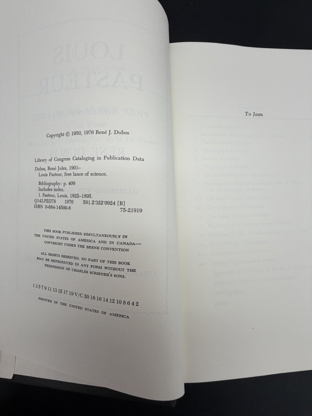 Vintage Book, Louis Pasteur Free Lance of Science 1976 Rene Dubos FINE Medical Science Book