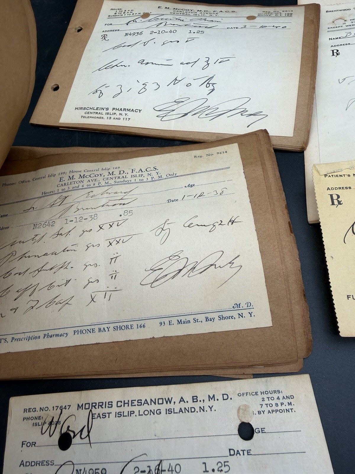 Lot Vintage 1930s-1940s Doctor Prescriptions Long Island NY Medical Ephemera Rx