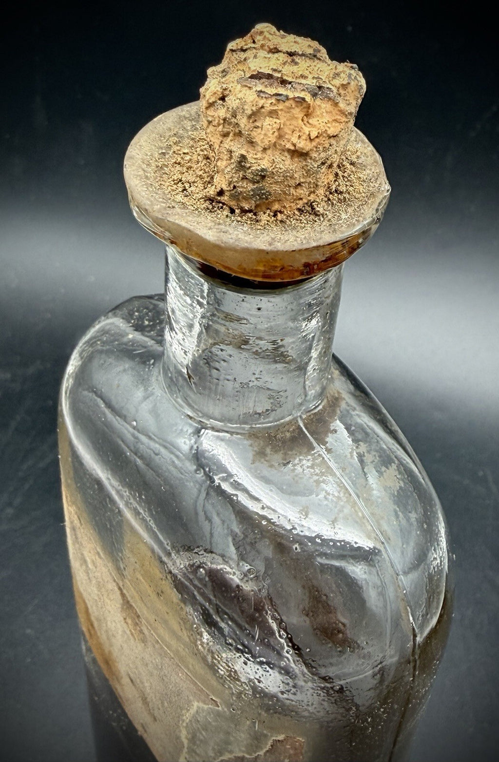 Antique 1800s Glass Apothecary Pharmacy Bottle Tilted Neck W/ Original Cork