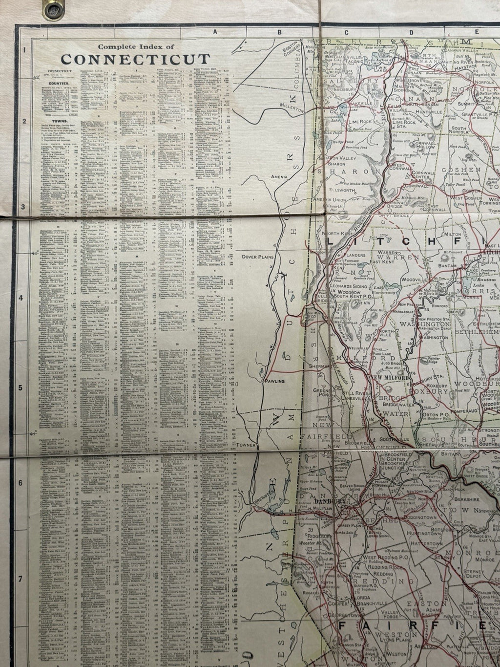 Antique 1910s National Map Co. Connecticut Large Wall Map - A.J. Nystrom & Co.