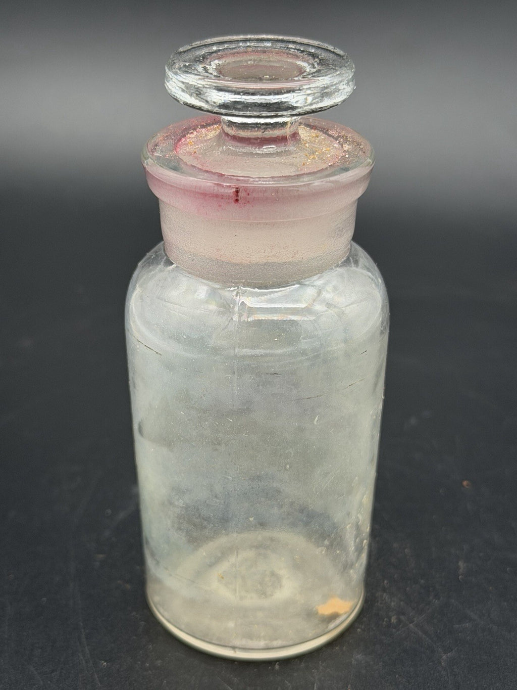 Antique Clear Glass Apothecary Shelf Bottle W/ Ground Glass Stopper Vintage