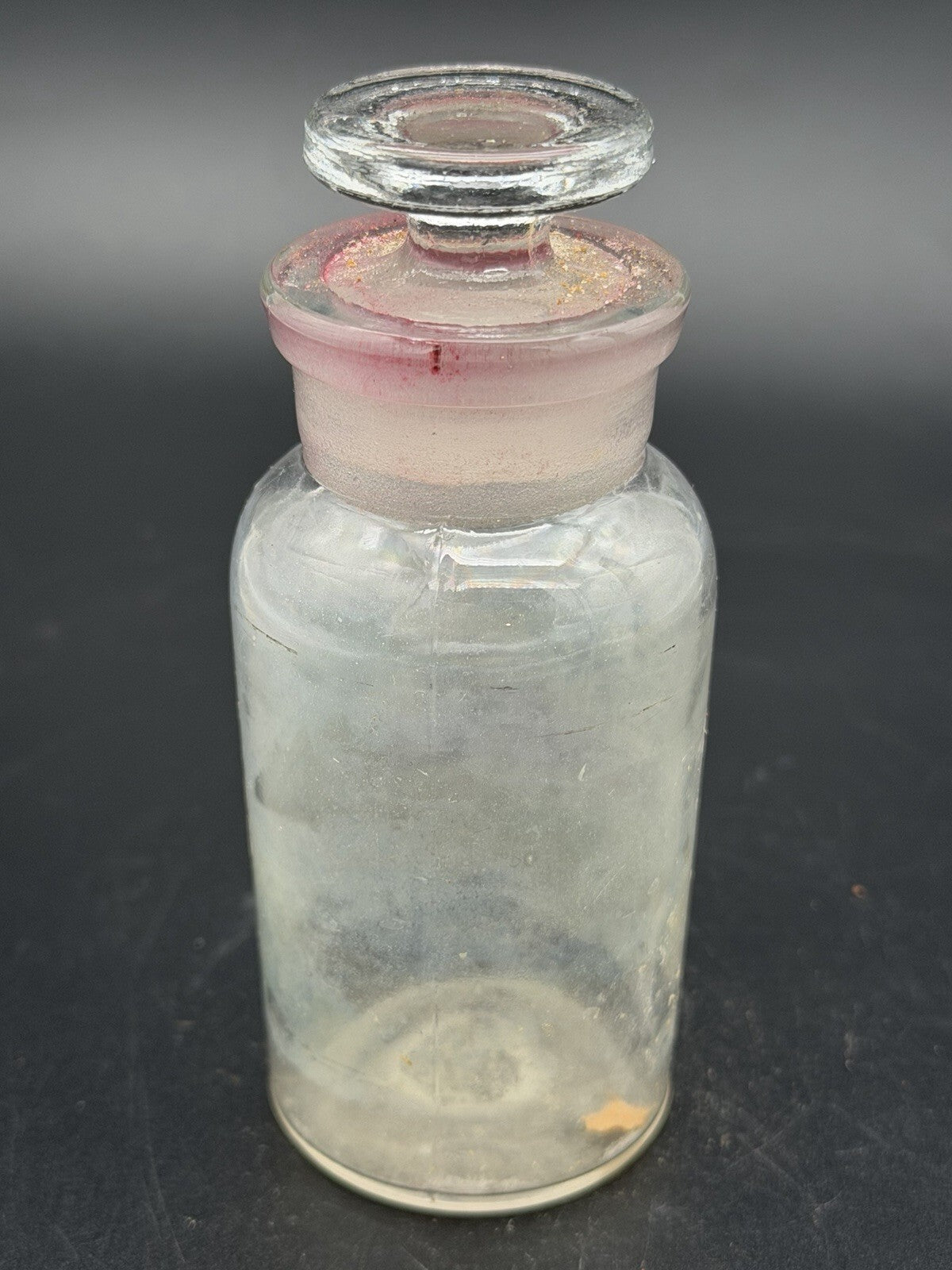 Antique Clear Glass Apothecary Shelf Bottle W/ Ground Glass Stopper Vintage
