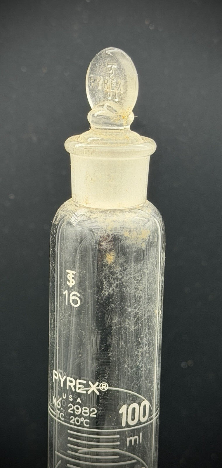 Vintage Pyrex 100ml Graduated Cylinder No. 2982 Glass Stopper Labware USA