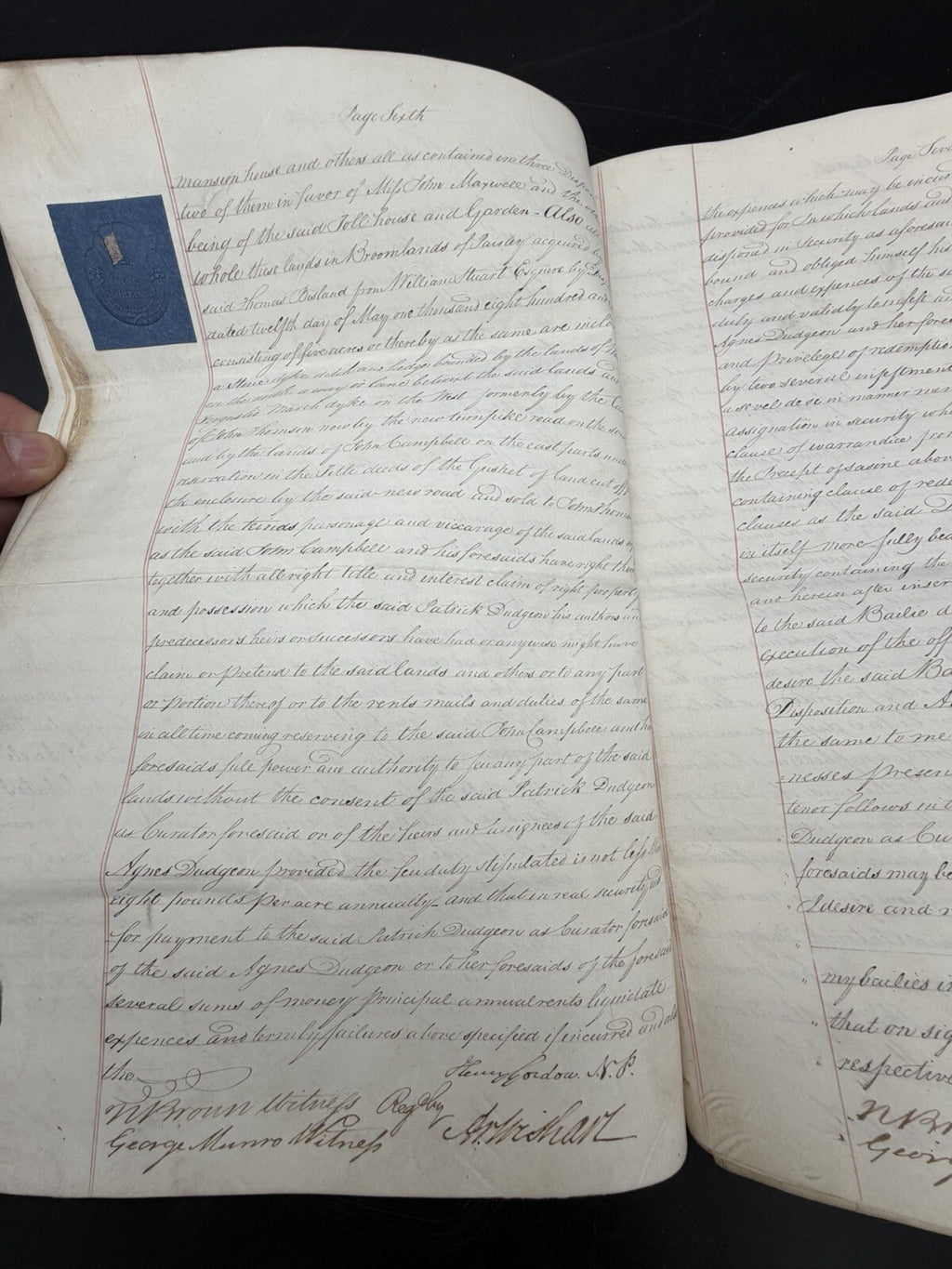 1826 Scottish Instrument of Sasine Vellum Legal Document Scotland Genealogy