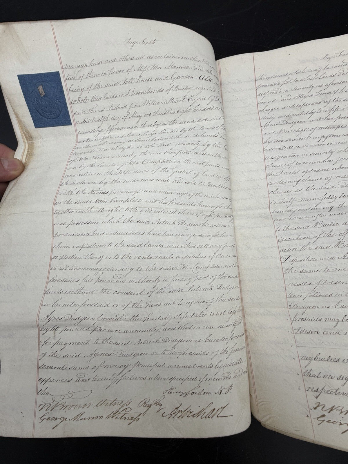 1826 Scottish Instrument of Sasine Vellum Legal Document Scotland Genealogy