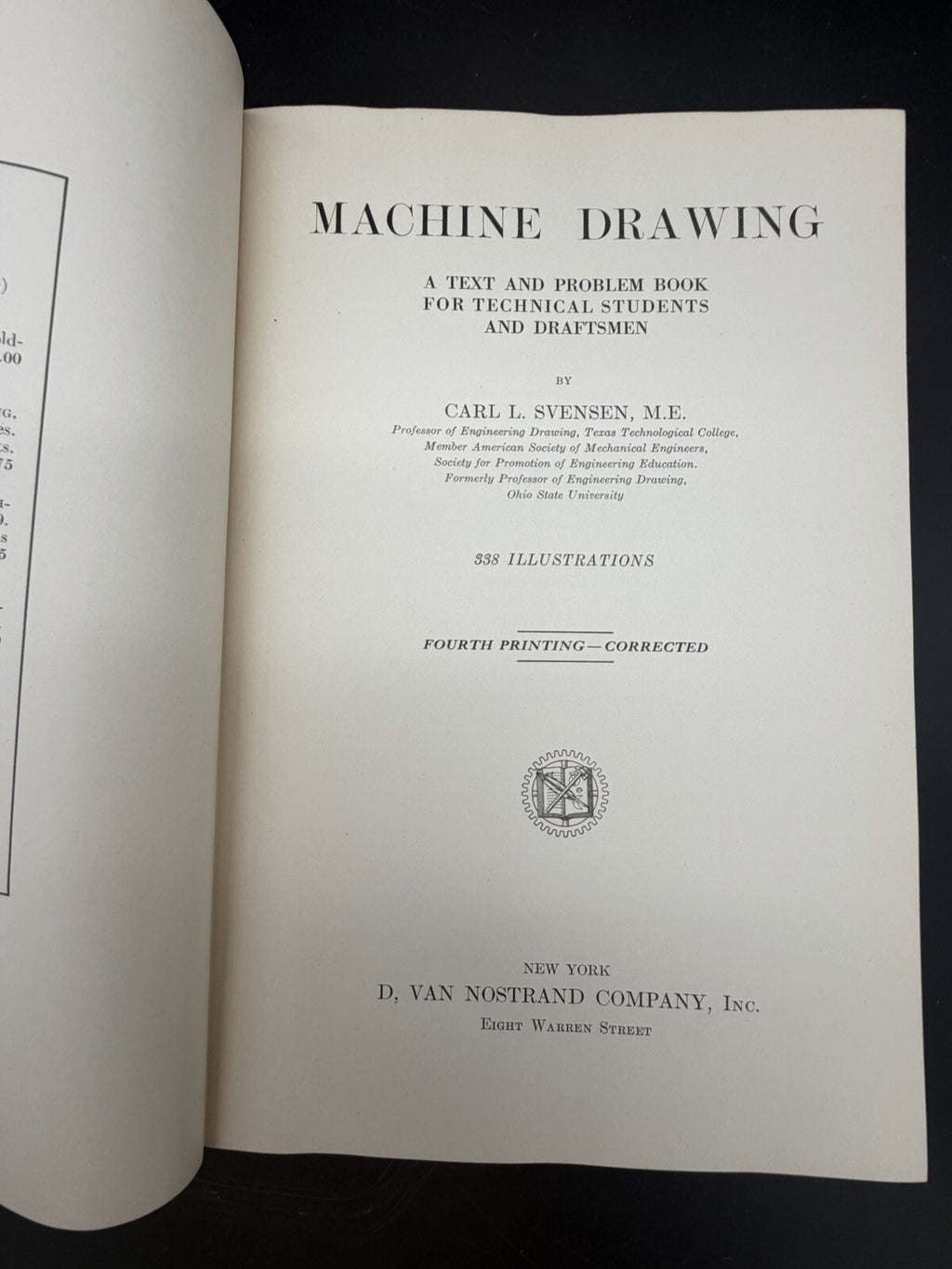 1927 Machine Drawing by Carl L. Svensen 4th Printing Technical Engineering Text