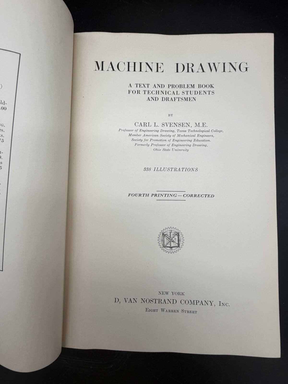 1927 Machine Drawing by Carl L. Svensen 4th Printing Technical Engineering Text