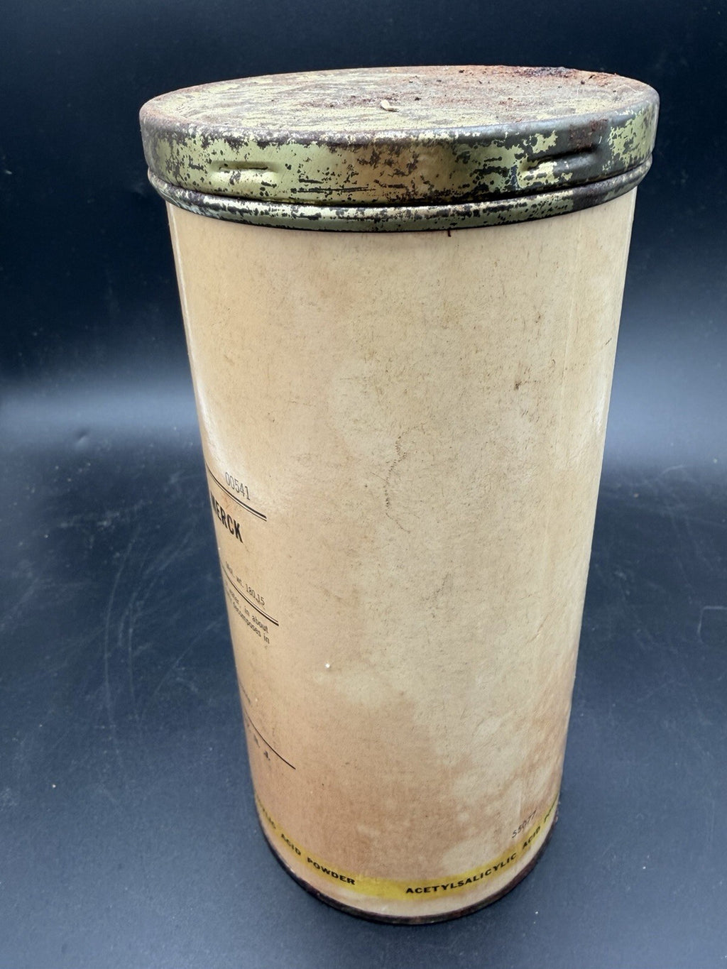 Vintage Apothecary Merck & Co. Acetylsalicylic Acid (Aspirin) 1 lb. Powder Tin
