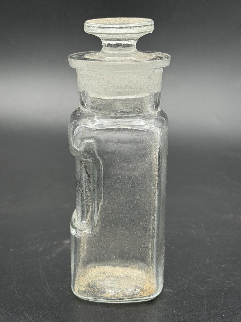 Antique Glass Apothecary Bottle Matching Ground Stopper Chlorate Label Vintage