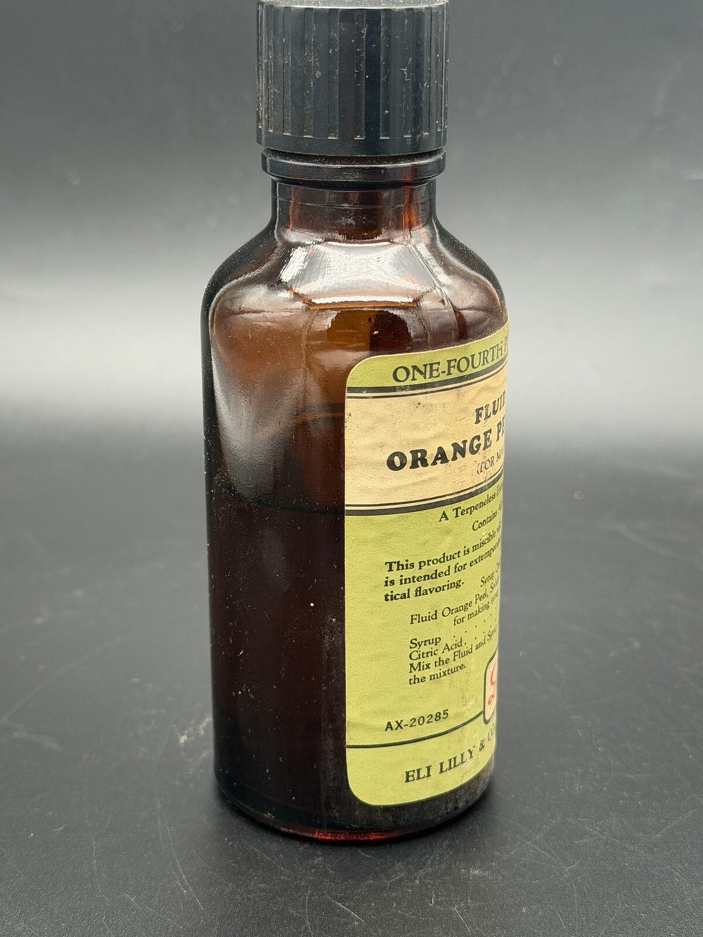 Antique Eli Lilly Fluid No 333 Soluble Orange Peel Amber Bottle Vintage Medicine