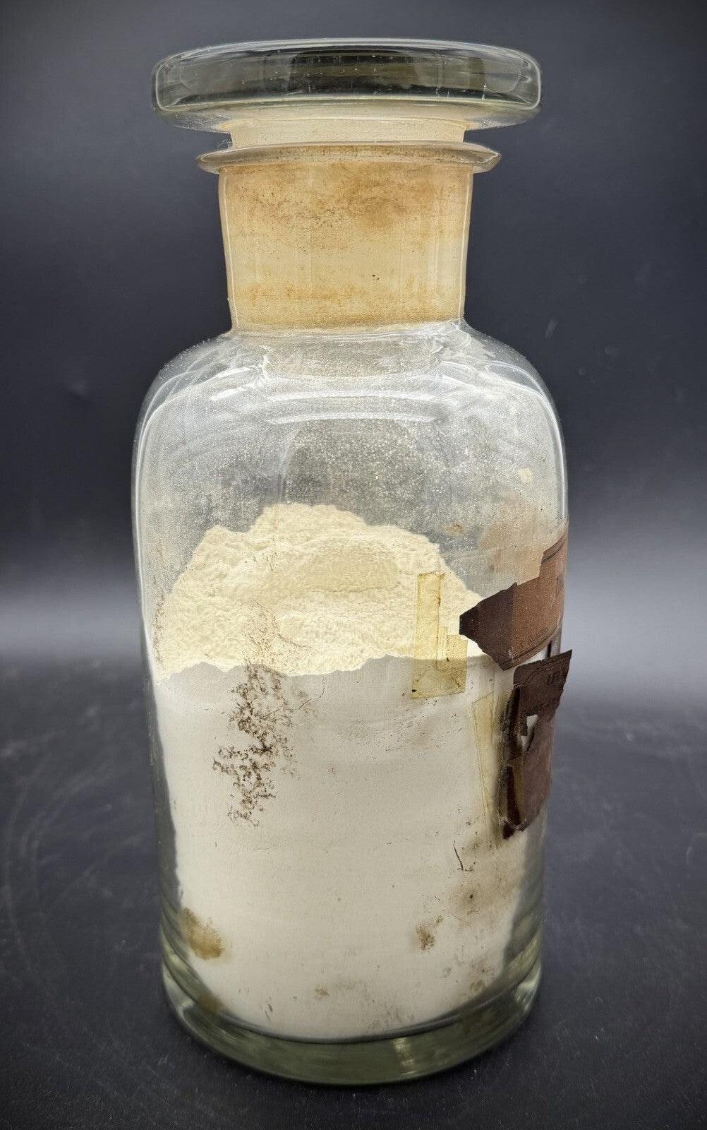 Antique Zinc Oxide Large Apothecary Bottle Glass Stopper Pharmacy Label New York