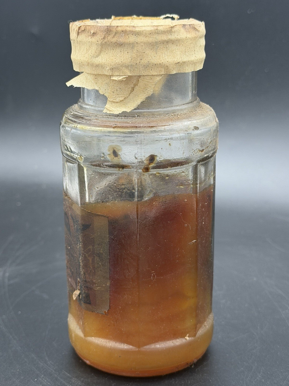 Antique Petrolatum U.S.P. Jelly Amber Bottle w/ Original Label & Sealed Top