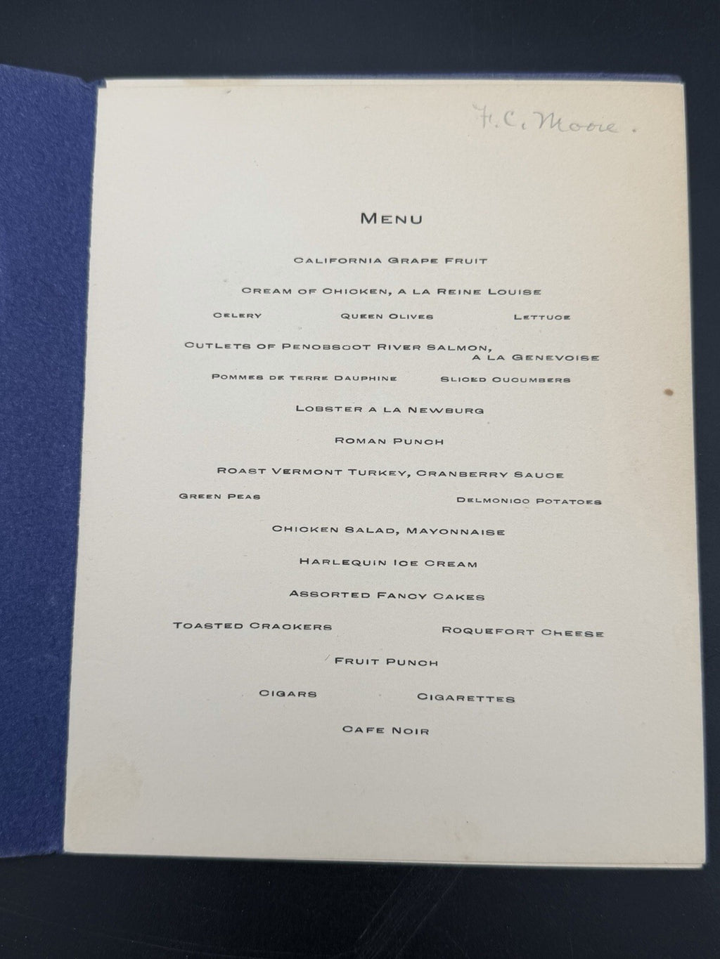 1904 Chi Chapter Chi Phi Fraternity Annual Initiation Banquet Program Menu